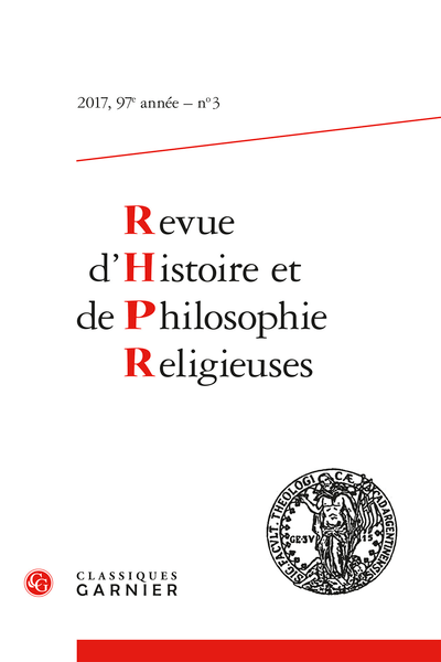 Revue D Histoire Et De Philosophie Religieuses 2017 3 97e Annee N 3 500e Anniversaire