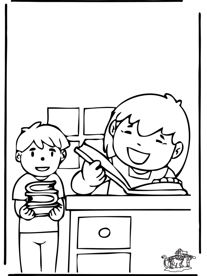 Imagenes De Ninos Leyendo En La Biblioteca Para Colorear Clip Art Library
