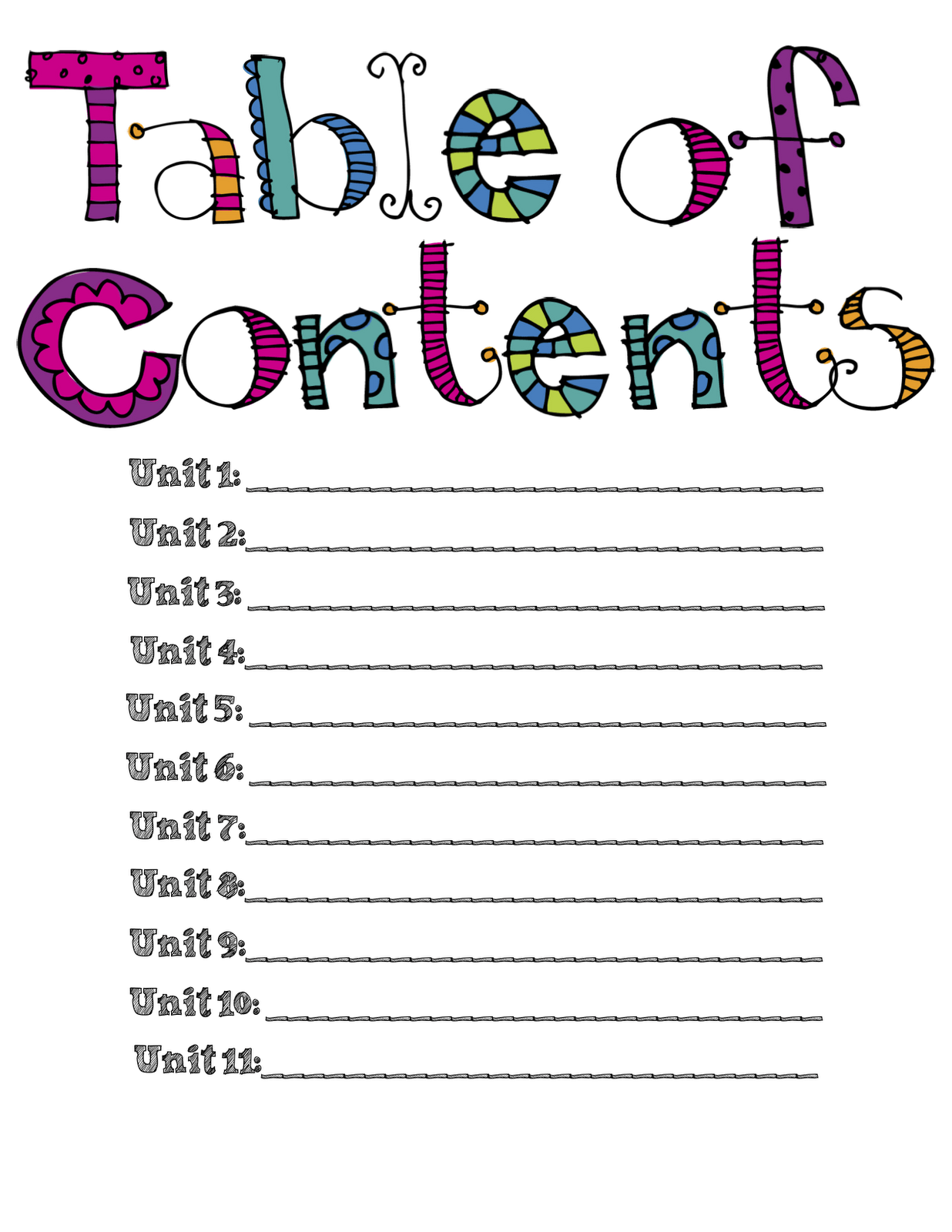 Picture of table of contents