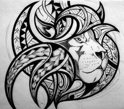 Tribal Maori Lion Tattoo - Clip Art Library 352_x_400_jpg