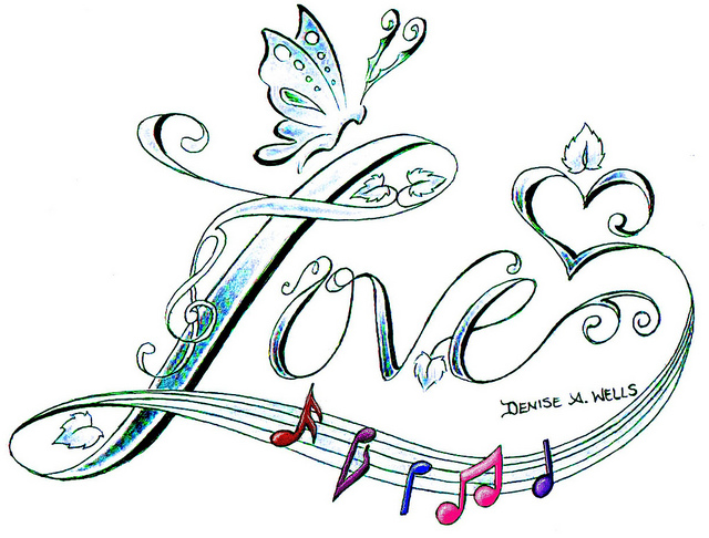 Butterfly Music Note Tattoo Designs - Clip Art Library