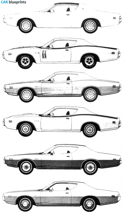 1971 Dodge Charger Blueprint Clip Art Library