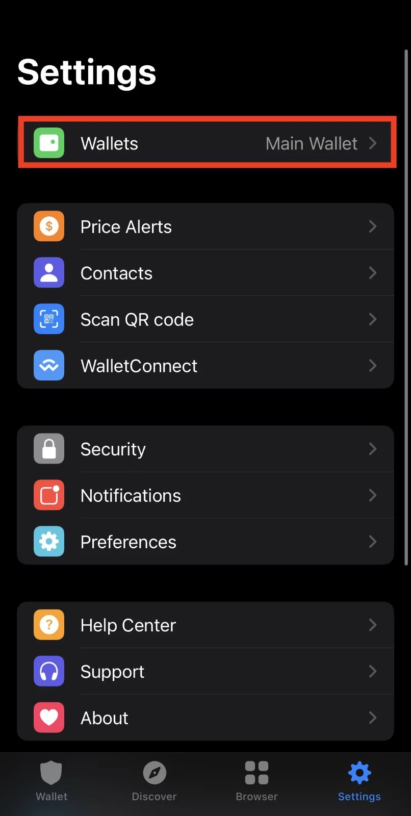 Step 2. Navigate to the "Wallets" Option in the Menu