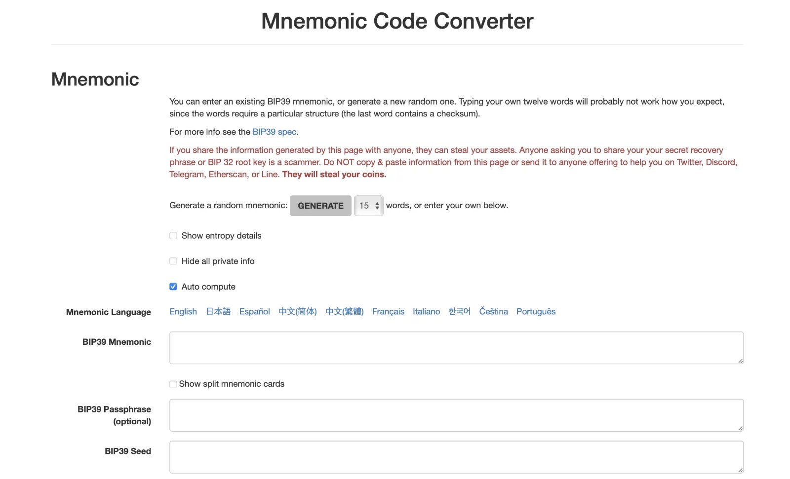 Step 6. Use the BIP39 Mnemonic Code Converter Tool on Your Browser or Download It