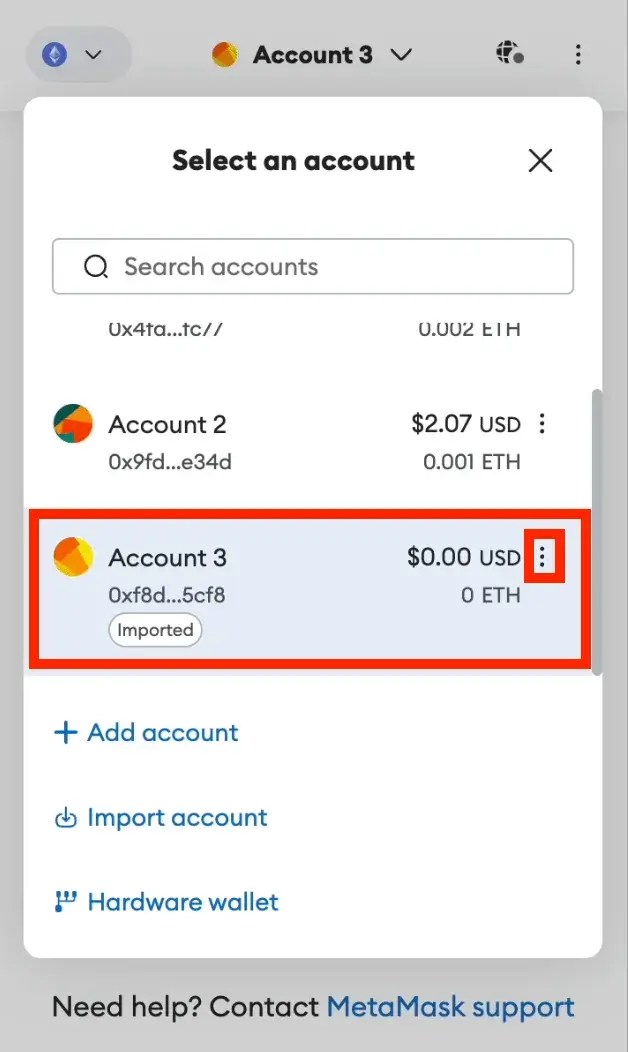 Step 2. Proceed to Remove Your Imported Account or Imported Accounts