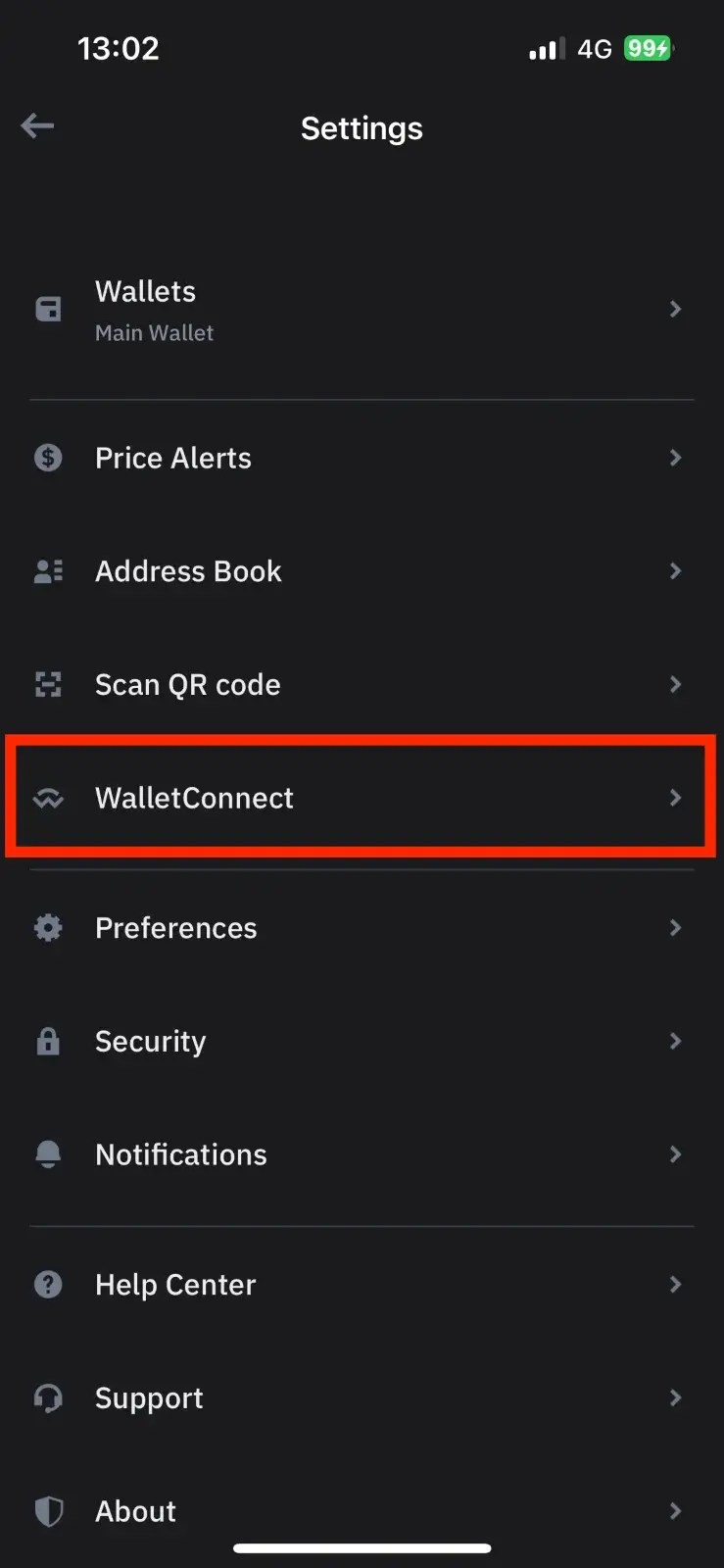 Step 2. Select WalletConnect