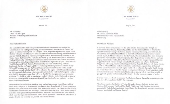 Trump's letter to the EU and Mexico