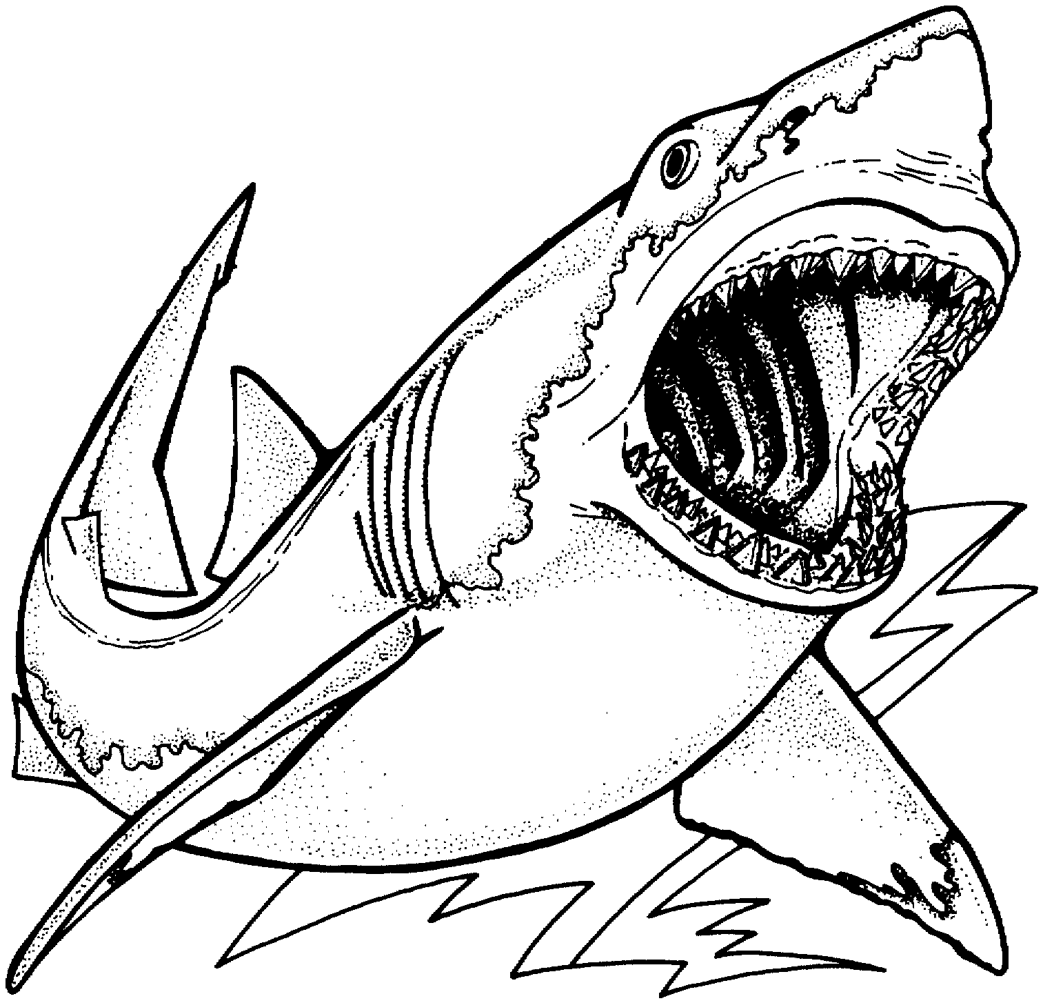Realistic Shark Tattoo Coloring Pages Printable - Coloring Home 1454_x_1513_gif