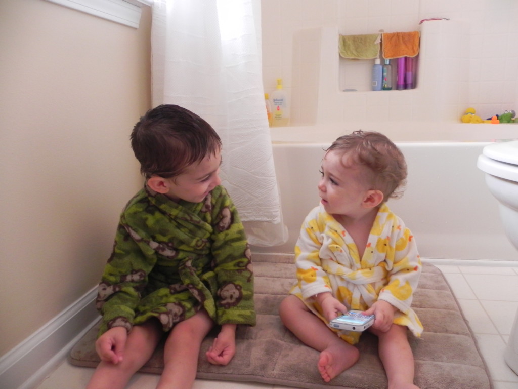 Our growing boys!: bathtime fun!