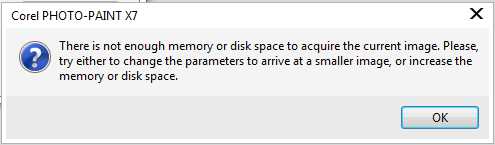 Not enough disk space/memory error Scanning - please help! - Corel  PHOTO-PAINT X7 - CorelDRAW Graphics Suite X7 - CorelDRAW Community