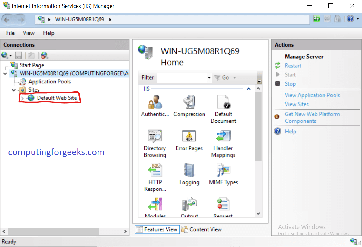 How To Configure Default Site In Iis Server 2019 Computingforgeeks How To Use Default Site In Windows Iis Webserver