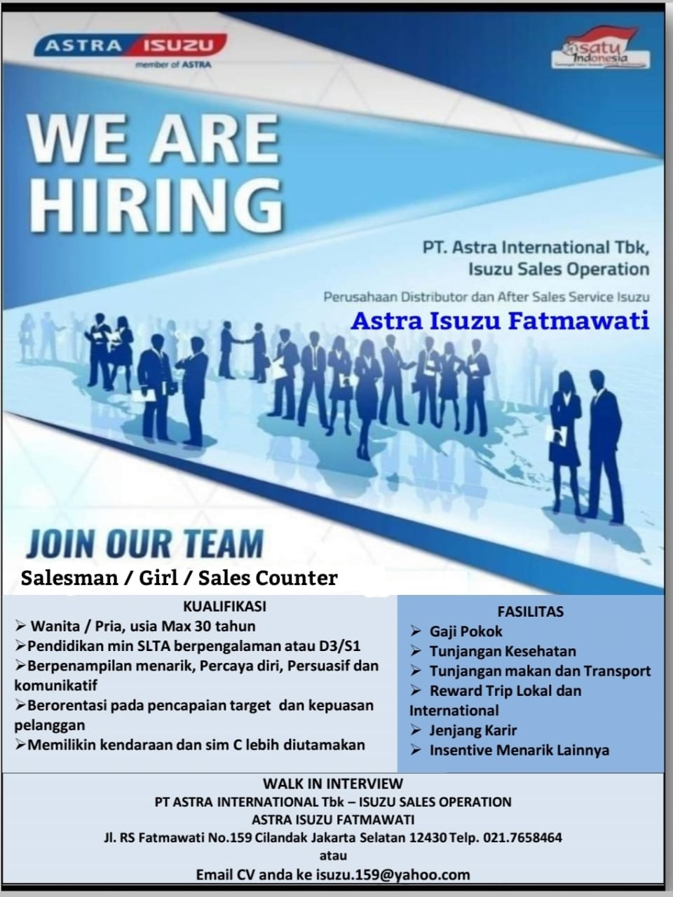 Lowongan Kerja Salesman/Salesgirl & Sales Counter - storykal