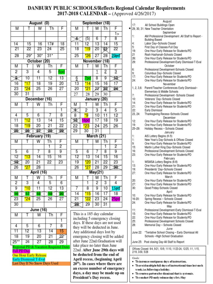 Danbury Ct School Calendar 2026-27