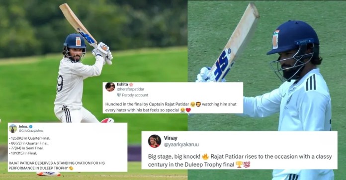 Fans erupt as Rajat Patidar hammers a brilliant century in Duleep Trophy 2025 final between Central Zone and South Zone