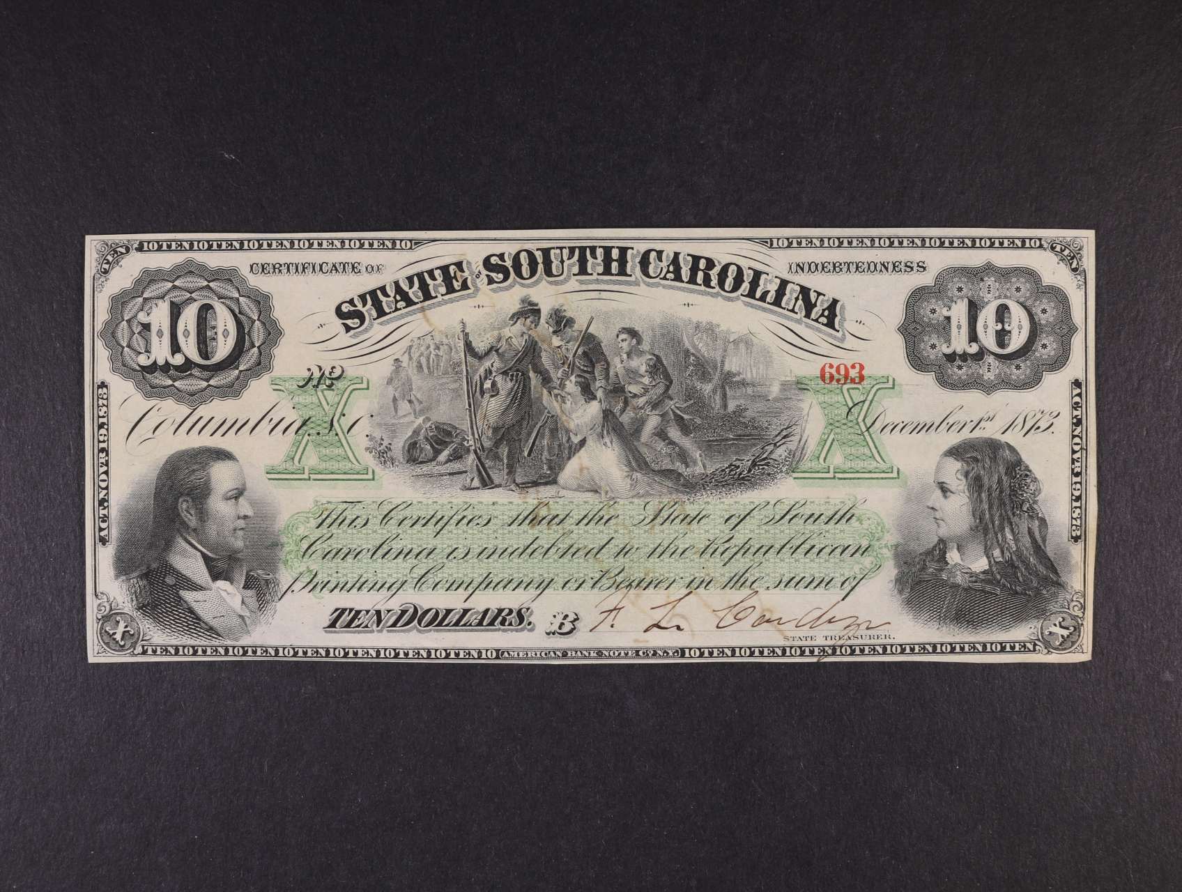 State South Carolina 10 Dollars 1873 Filatelie Klim