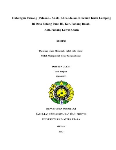 Hubungan Pawang (Patron) – Anak (Klien) dalam Kesenian Kuda Lumping Di Desa  Batang Pane III, Kec. Padang Bolak, Kab. Padang Lawas Utara