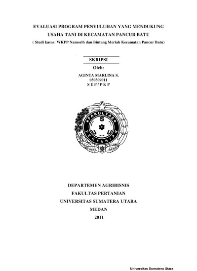 Evaluasi Program Penyuluhan Yang Mendukung Usaha Tani Di Kecamatan Pancur  Batu