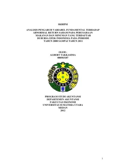 Top PDF Analisis Pengaruh Variabel Fundamental Terhadap Abnormal Return  Saham pada Perusahaan Sektor Makanan dan Minuman Yang Terdaftar Di Bursa  Efek Indonesia Pada Tahun 2008-2011 - 123dok.com