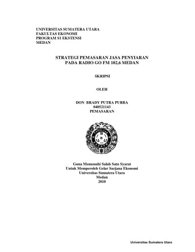 Startegi Pemasaran Jasa Penyiaran Pada Radio GO FM 102.6 Medan