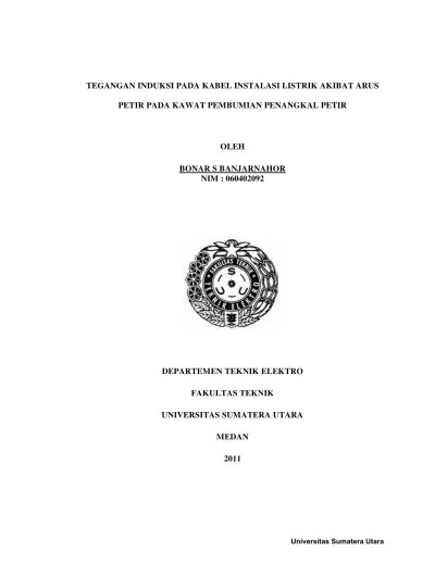 Tegangan Induksi Pada Kabel Instalasi Listrik Akibat Arus Petir Pada Kawat  Pembumian Penangkal Petir