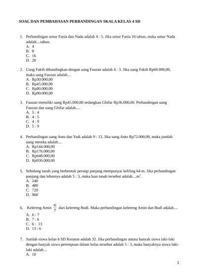 Top PDF SOAL DAN PEMBAHASAN PERBANDINGAN SKALA K - 123dok.com