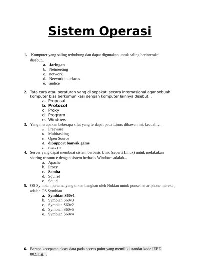 Kumpulan Soal UTS Sistem Operasi kelas 1
