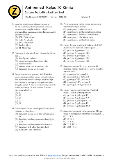 Antiremed Kelas 10 Kimia