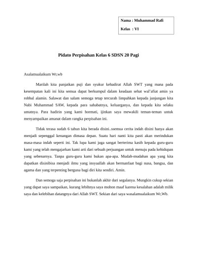 Top PDF CONTOH PIDATO PERPISAHAN SEKOLAH OLEH SISWA - 123dok.com