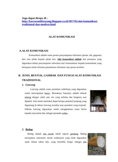 KLIPING ALAT KOMUNIKASI TRADISIONAL DAN
