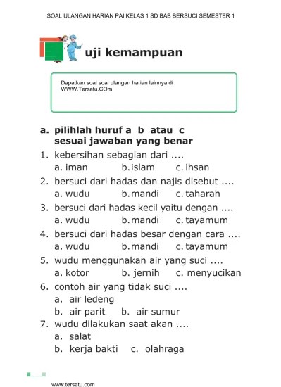 SOAL UH PAI KELAS 1 BAB BERPRILAKU JUJUR