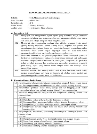 RENCANA PELAKSANAAN PEMBELAJARAN Sekolah