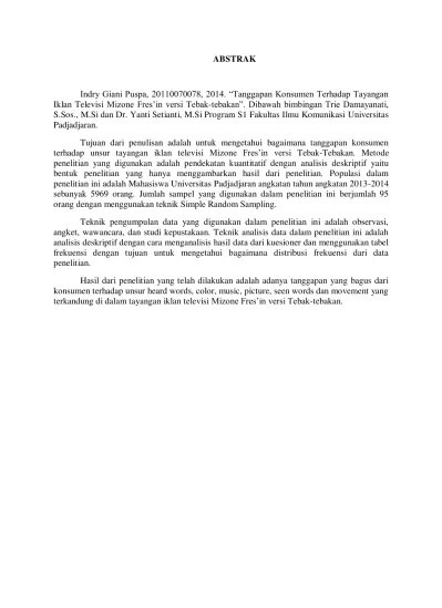 PENGETAHUAN KONSUMEN TENTANG TAYANGAN IKLAN MIZONE VERSI TEBAK-TEBAKAN.