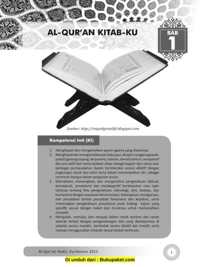 Materi Al-Qur’an Hadits Kelas 10 SMA Semester 1/2 Kurikulum 2013 Bab 1 Al  Qur