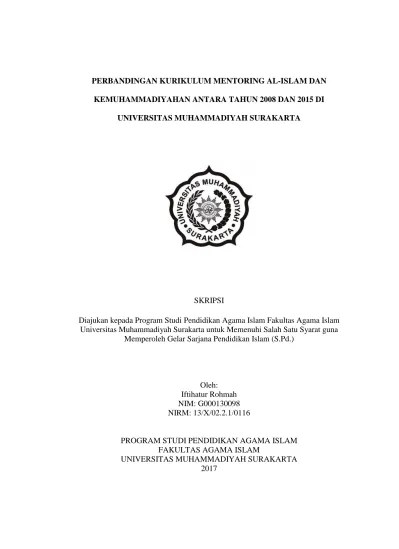 PENERAPAN KURIKULUM AL-ISLAM DAN KEMUHAMMADIYAHAN DI SMP 4 MUHAMMADIYAH  SKRIPSI