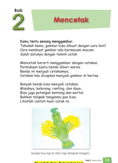 Materi SBK Kelas 2 SD/MI Semester 1/2 Lengkap Bab 2 Mencetak