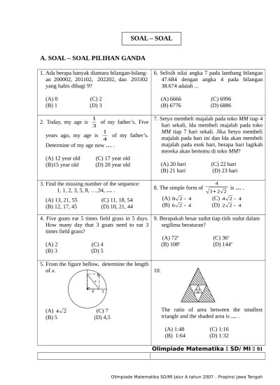 SOAL OLIMPIADE MATEMATIKA SD 2016 V.3