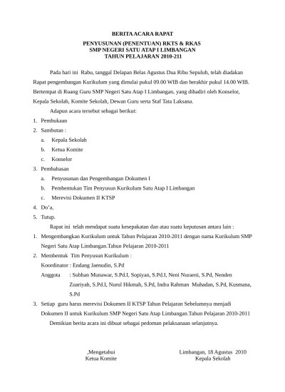 Top PDF Contoh Berita Acara Rapat RKAS - 123dok.com