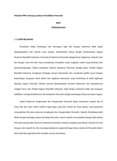 Contoh Makalah PPKn Tentang Landasan Pendidikan Pancasila