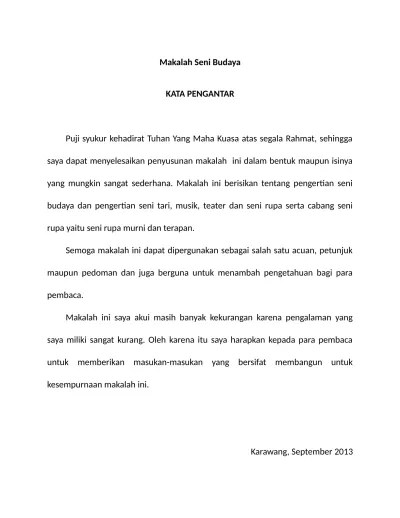 Contoh Makalah Seni Budaya Makalah Seni Budaya