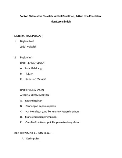Top PDF Contoh Sistematika Karya Ilmiah Makalah dan Artikel Non Penelitian  yang Benar - 123dok.com