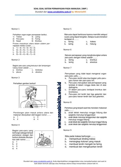 Top PDF SOAL SOAL SISTEM PERNAPASAN PADA MANUSIA - 123dok.com