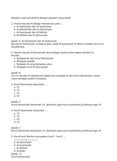 Latihan Soal UTS PAI Kelas 7 Semester 1