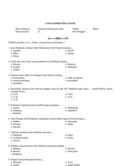 Latihan Soal UTS PKN SMA Kelas X Semester 1