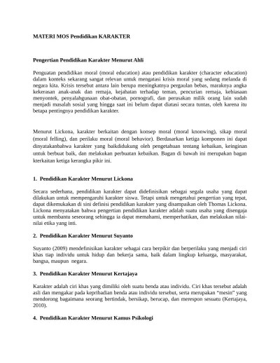 Top PDF MATERI MOS PENDIDIKAN karakter - 123dok.com