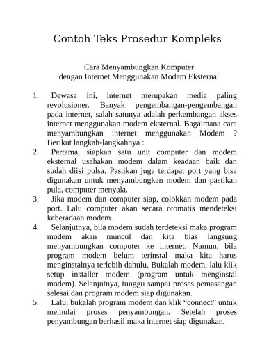 Contoh Teks Prosedur Kompleks