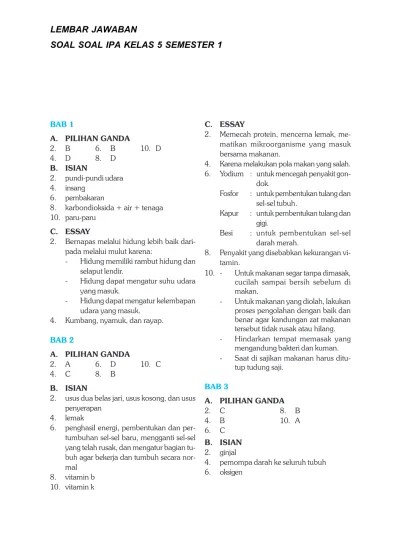 Soal UAS IPA Kelas 6 Semester 1 Lengkap dengan Kunci Jawaban