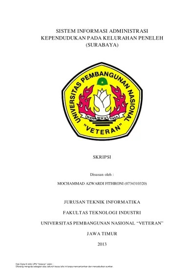 Top PDF SISTEM INFORMASI ADMINISTRASI KEPENDUDUKAN PADA KELURAHAN PENELEH  (SURABAYA). - 123dok.com