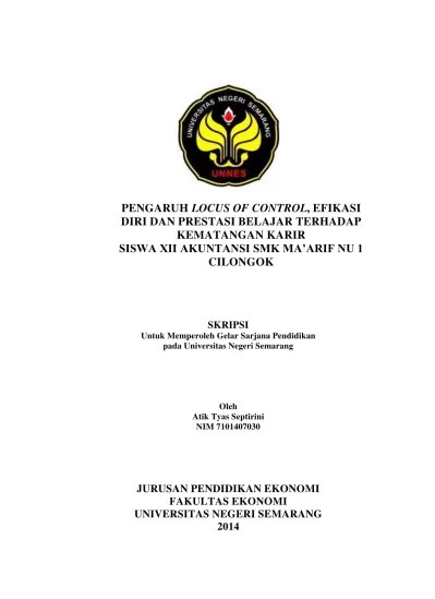 Top PDF PENDAHULUAN Hubungan Antara Locus Of Control Internal Dengan  Kematangan Karir Pada Guru. - 123dok.com