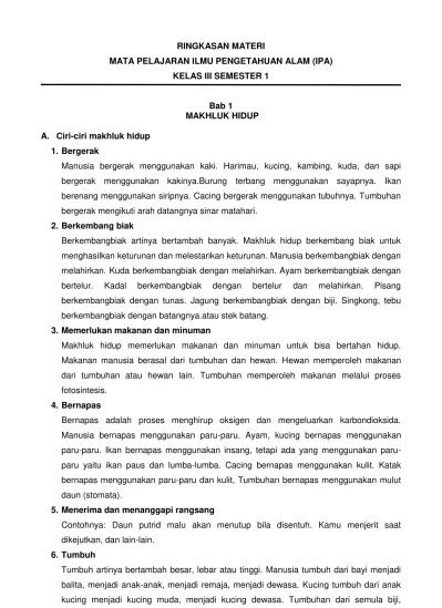 Top PDF Ringkasan Materi IPA Kelas 2SD/MI Semester I - 123dok.com