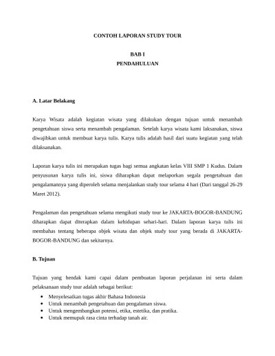 CONTOH LAPORAN STUDY TOUR